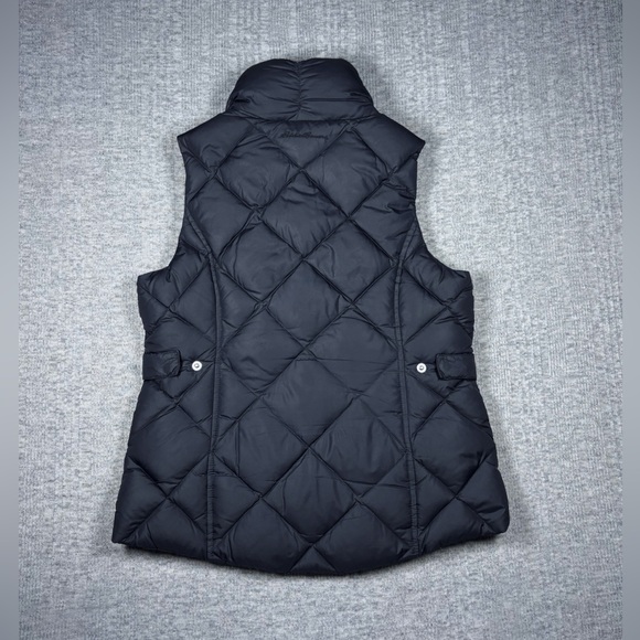 Eddie Bauer Goose Down Vest Womens Size XS EB700 Black Full Zip Snap Puffer - Picture 3 of 4